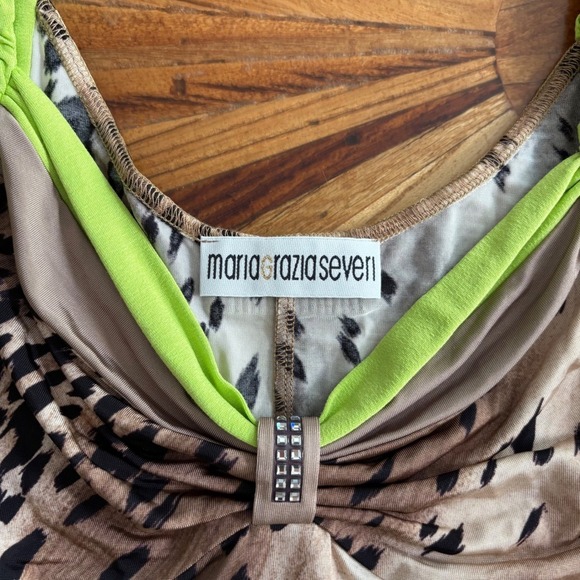 Maria Grazia Severi Animal Print Tank Top Rhinestone Embellished Made Italy - Picture 3 of 6